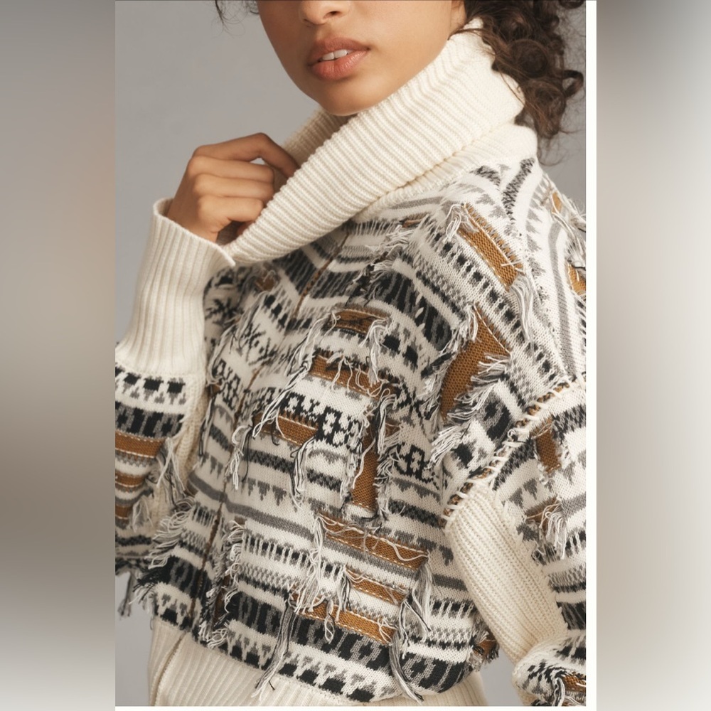 NWOT Pilcro Collared Zip Up Novelty Sweater - Picture 10 of 11